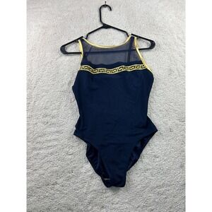 Kathy Ireland Swimsuit Womens Medium One Piece Mesh Grecian Key Trim Bathing Sui